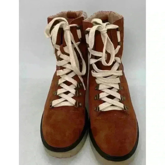 Mi.im Women's Brown Military Bootie Size 8.5 Lace Up Chunky Heel - Picture 2 of 9